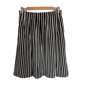 NWT J.CREW Womens Knee Length Pleated Skirt w/ Pockets | Black/White Stripe | 14